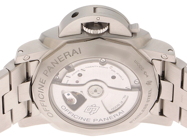 L番 PANERAI パネライ 時計 ルミノールマリーナ 1950 3DAYS PAM00328 ブラック文字盤 シースルーバック ステンレススチール 自動巻き メンズ