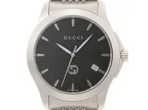 GUCCI グッチ Gタイムレス SS ステンレススチール ブラック文字