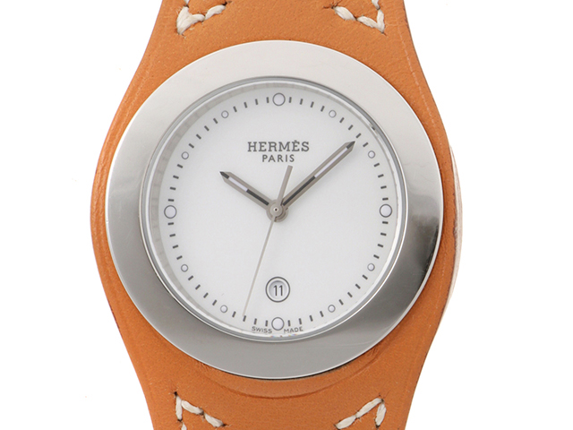 HERMES ホワイトレザー クォーツ時計 HERMES ホワイトレザー クォーツ時計
