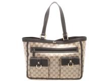 GUCCI　グッチ　GGクリスタル　トートバッグ　268639　ダークブラウン/ベージュ PVC/レサー【430】2148103830471
