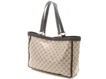 GUCCI　グッチ　GGクリスタル　トートバッグ　268639　ダークブラウン/ベージュ PVC/レサー【430】2148103830471