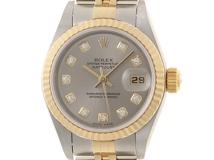 Y番　ROLEX　ロレックス　デイトジャスト　79173G　シルバー　SS/YG　10Pダイヤ　レディース　自動巻き2148103831027【432】