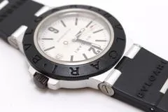 BVLGARI ブルガリ アルミニウム AL38TA アルミニウム/ラバーベルト シルバー文字盤 自動巻き オートマチック  【460】2148103831256