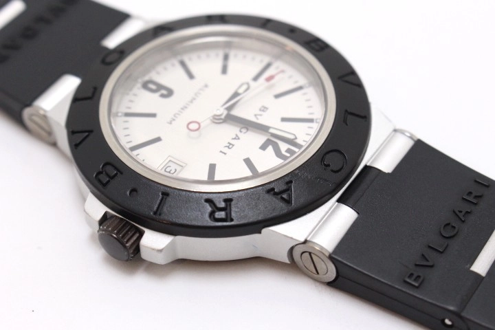 BVLGARI ブルガリ アルミニウム AL38TA アルミニウム/ラバーベルト シルバー文字盤 自動巻き オートマチック  【460】2148103831256