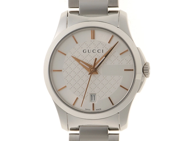 GUCCI　グッチ　Gタイムレス　126.5　シルバー文字盤　ステンレススチール　女性用クオーツ時計　【473】