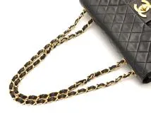 CHANEL　シャネル　デカマトラッセ34　ショルダーバッグ　ブラック　ラムスキン　ゴールド金具　【471】L