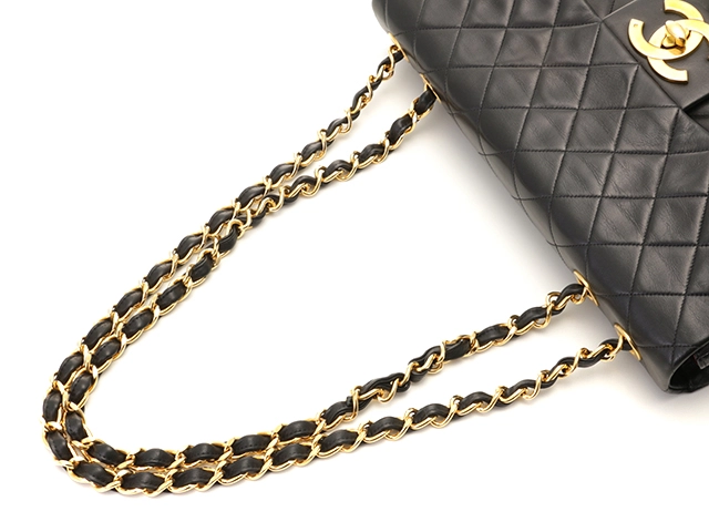 CHANEL シャネル デカマトラッセ34 ショルダーバッグ ブラック ラムスキン ゴールド金具 【471】L