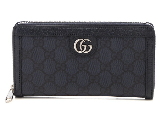 GUCCI　グッチ　ラウンド長財布　オフディア　GGジップアラウンド　ネイビー系【472】YI