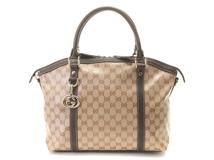 GUCCI　グッチ　ＧＧクリスタル　ハンドバッグ　ベージュ／ダークブラウン　ＰＶＣ／革　アウトレット商品　341503【431】2148103831966