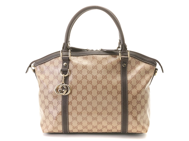 GUCCI グッチ GGクリスタル ハンドバッグ ベージュ／ダーク
