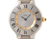 Cartier　カルティエ　マスト21　W10075R6　GP/SS　シルバー文字盤　女性用クオーツ時計【473】