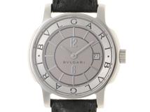 BVLGARI ブルガリ 腕時計 ソロテンポ ST29S SS/革 シルバー文字盤 クォーツ【472】TS