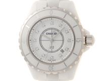 CHANEL　シャネル　J12　12Pダイヤ　H1628　ホワイト文字盤　セラミック/ステンレススチール　クオーツ　レディース時計　2148103833137【207】
