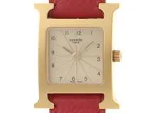 HERMES エルメス □B番 Hウォッチ HH1.201 腕時計 ゴールド色