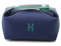 HERMES　エルメス　ハンドバッグ　ブリッドアブラックPM　ブルーマリン・SV金具　トワルアッシュ　【472】HA