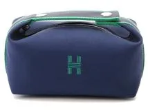 HERMES　エルメス　ハンドバッグ　ブリッドアブラックPM　ブルーマリン・SV金具　トワルアッシュ　【472】HA