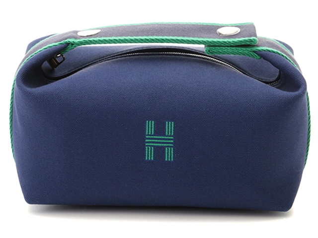 HERMES　エルメス　ハンドバッグ　ブリッドアブラックPM　ブルーマリン・SV金具　トワルアッシュ　【472】HA