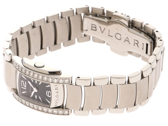BVLGARI ブルガリ アショーマ ダイヤベゼル AA26S  SS ステンレススチール ブラック文字盤 クォーツ 【460】2148103833649