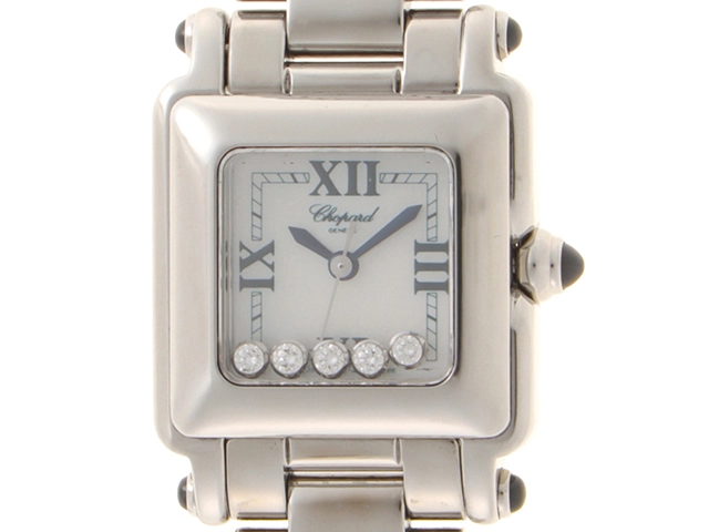 Chopard 　ショパール　ハッピースポーツ　スクエアミニ　ムービング5PD　27/8893-23　SS　シルバー　ダイヤ　レディース　クォーツ2148103833694【432】