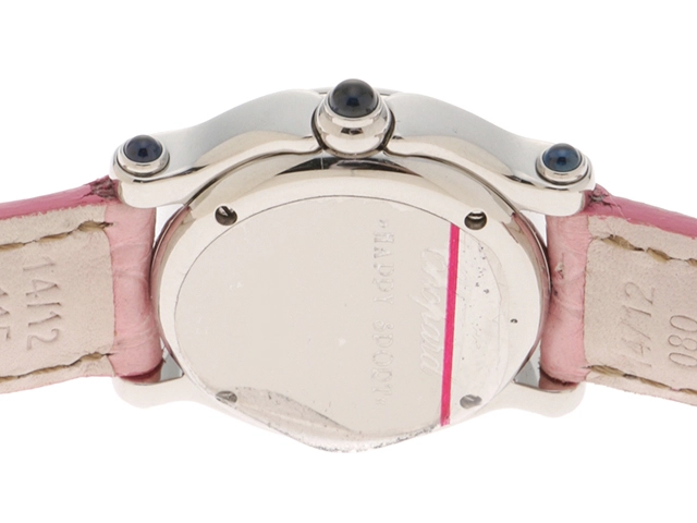 Chopard ショパール ハッピースポーツ ムービング 27/8245-23 SS ステンレススチール レザーベルト シェル 3Pダイヤモンド 1Pハートピンクサファイヤ クォーツ 【460】2148103833892