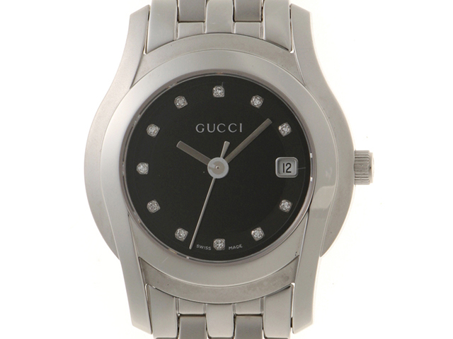 GUCCI グッチ 5500L ブラック文字盤 11Pダイヤモンド ステンレス