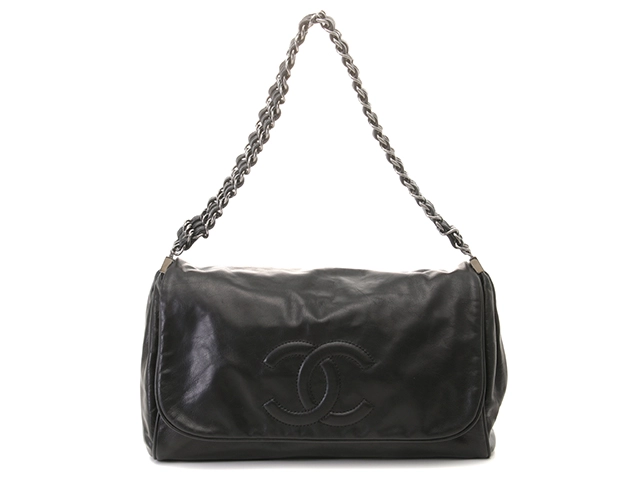 CHANEL　シャネル　３レンチェーン　ワンショルダー　ブラック／ＳＶ　ラムスキン【４３１】2148103836282