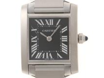Cartier カルティエ レディース クオーツ タンクフランセーズSM W51026Q3 ブラック文字盤 SS【472】HK