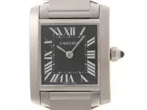 Cartier カルティエ レディース クオーツ タンクフランセーズSM W51026Q3 ブラック文字盤 SS【472】HK