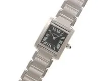 Cartier カルティエ レディース クオーツ タンクフランセーズSM W51026Q3 ブラック文字盤 SS【472】HK