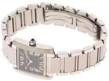 Cartier カルティエ レディース クオーツ タンクフランセーズSM W51026Q3 ブラック文字盤 SS【472】HK