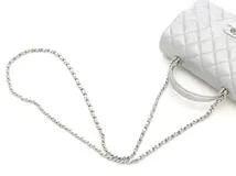 CHANEL　シャネル　ミニマトラッセ20 　トップハンドル チェーンショルダー　キャビアスキン 　シルバー/SV　2148103838378【437】