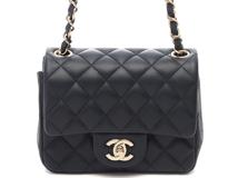 CHANEL　シャネル　ミニマトラッセ18 　チェーンショルダー 　ネイビー　GP ラムスキン　2148103838415【437】
