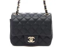 CHANEL　シャネル　ミニマトラッセ18 　チェーンショルダー 　ネイビー　GP ラムスキン　2148103838415【431】