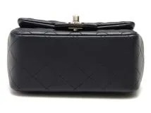 CHANEL　シャネル　ミニマトラッセ18 　チェーンショルダー 　ネイビー　GP ラムスキン　2148103838415【431】