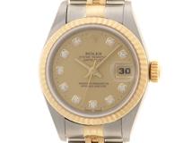 U番　ROLEX　ロレックス　時計　デイトジャスト　69173G　シャンパンゴールド文字盤　10Pダイヤ　YG/SS　自動巻き　レディース