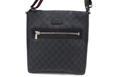 GUCCI グッチ GGスプリーム ショルダーバッグ 474137 ネイビー PVC/レザー 【460】2148103839283