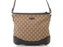 GUCCI　グッチ　シェリーライン GGショルダーバッグ ベージュ/ブラック キャンバス/レザー　【471】　Y