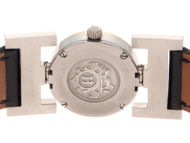 HERMES エルメス パプリカ PA1.220 GP/SS/革 シルバー文字盤