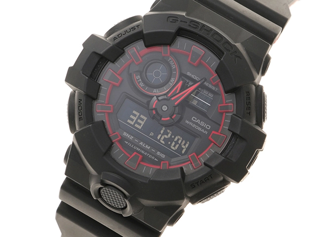 CASIO カシオ G-SHOCK ANALOG-DIGITAL GA-700SE-1A4JF 男性腕時計 黒/赤文字盤【431】2148103841941