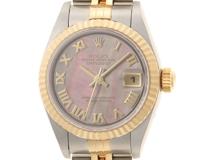 P番 ROLEX ロレックス レディース オートマチック デイトジャスト26 79173NR ブラックシェル文字盤 K18YG/SS【472】HK