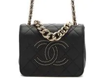 CHANEL　シャネル　バッグ　スタッズ　マトラッセ　チェーンショルダー　AS1514　ブラック/GP金具　レザー【431】2148103843570