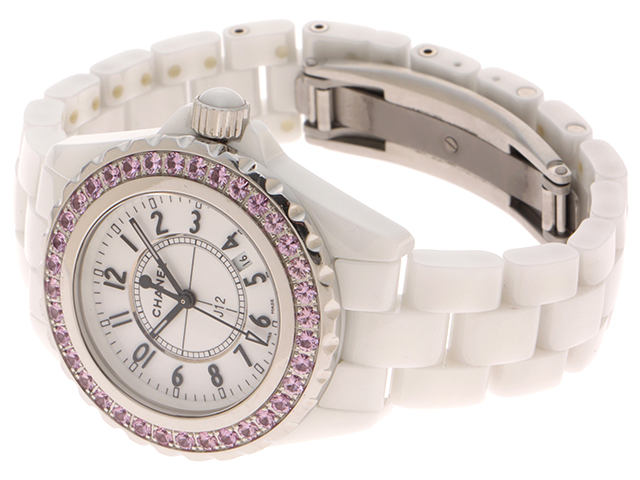CHANEL シャネル J12 H1181 ピンクサファイヤベゼル ホワイト  
