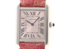 Cartier カルティエ 腕時計 タンク・ソロ SM W5200000 SS/アリゲーターベルト ピンク文字盤 クォーツ【472】TS