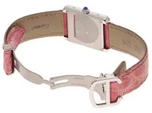 Cartier カルティエ 腕時計 タンク・ソロ SM W5200000 SS/アリゲーターベルト ピンク文字盤 クォーツ【472】TS