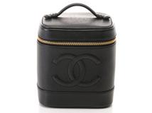 CHANEL　シャネル　ココマーク 縦型バニティ ブラック/GP　キャビア　A01998　【2148103844676】　【432】