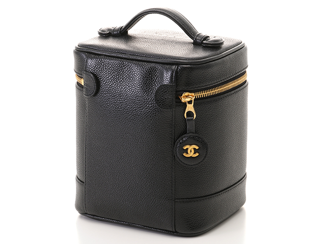 CHANEL シャネル ココマーク 縦型バニティ ブラック/GP キャビア