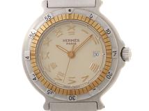HERMES エルメス 腕時計 キャプテンニモ デイト10ATU GP/SS アイボリー文字盤 クォーツ【472】TS
