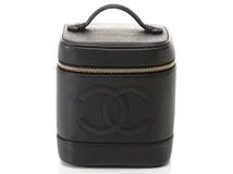 CHANEL　シャネル　ココマーク 縦型バニティ ブラック／GP キャビア　A01998【431】2148103844690