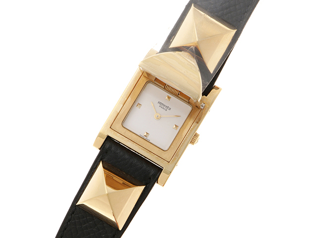 HERMES エルメス メドール ゴールドメッキ/レザー ME1.201
