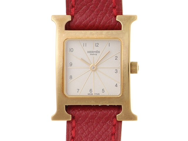 HERMES エルメス Hウォッチ HH1.201 イエローゴールドメッキ クォーツ